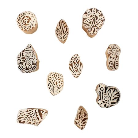 Set of 10 Piece New Mix Wooden Printing Block